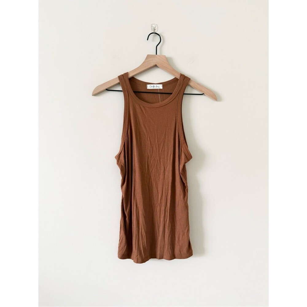 NWT Charlotte Avery Everyday Ribbed Tank Top - Brown Size L